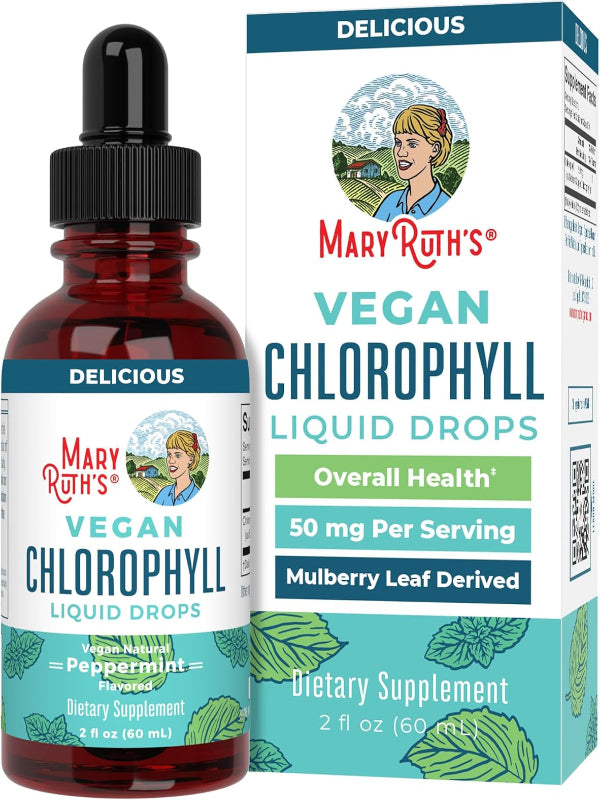 MaryRuth's Chlorophyll Liquid Drops | Clean Label Project Certified® | Vegan | Non-Diluted Liquid Chlorophyll| Mulberry Derived Supplement for Ages 14+ | Non-GMO | Delicious Minty Flavor | 2 Fl Oz - Nirvana Guru