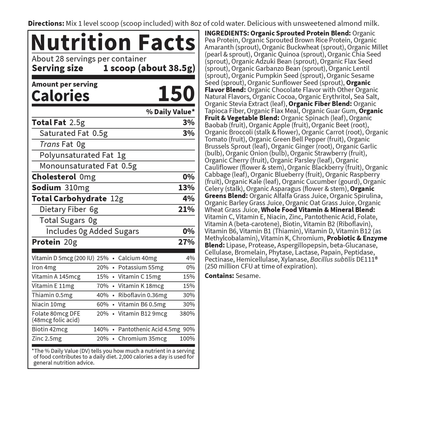 Garden of Life Meal Replacement Shakes, Vegan Raw Organic Protein Powder, Chocolate Protein Powder with Plant Based Pea Protein, Sprouts, Greens, Probiotics, Dairy Free 28 Servings - Nirvana Guru