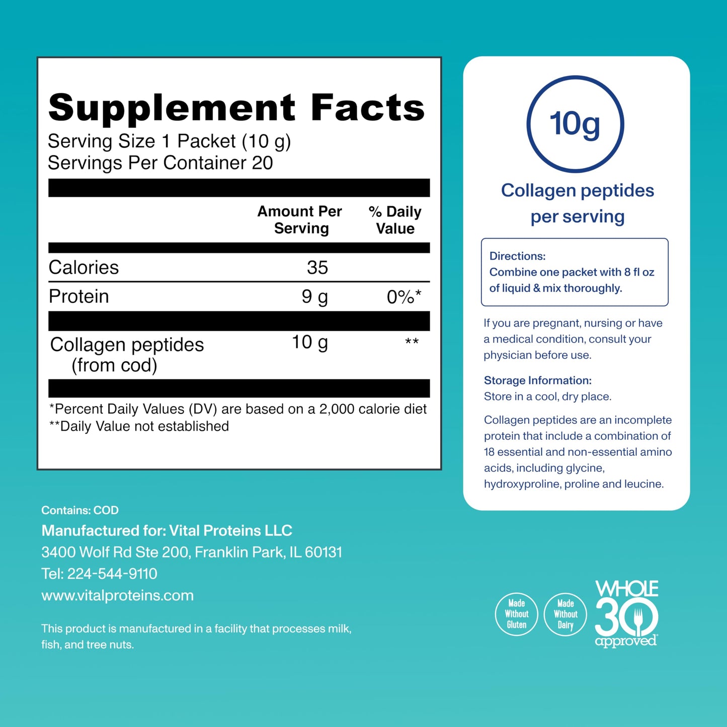 Vital Proteins Marine Collagen Peptides Powder Supplement for Skin Hair Nail Joint - Hydrolyzed Collagen - 12g per Serving - 14.5oz Canister - Nirvana Guru