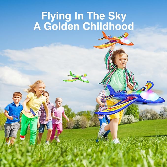 3 Pack Foam Airplane Launcher Toys, 2 Flight Mode Glider Plane,Kids Flying Toy,3 4 5 6 7 8 9 10 11 12 Year Old Boys Girls Gifts,Outdoor Sport Party Favor Nirvana Guru