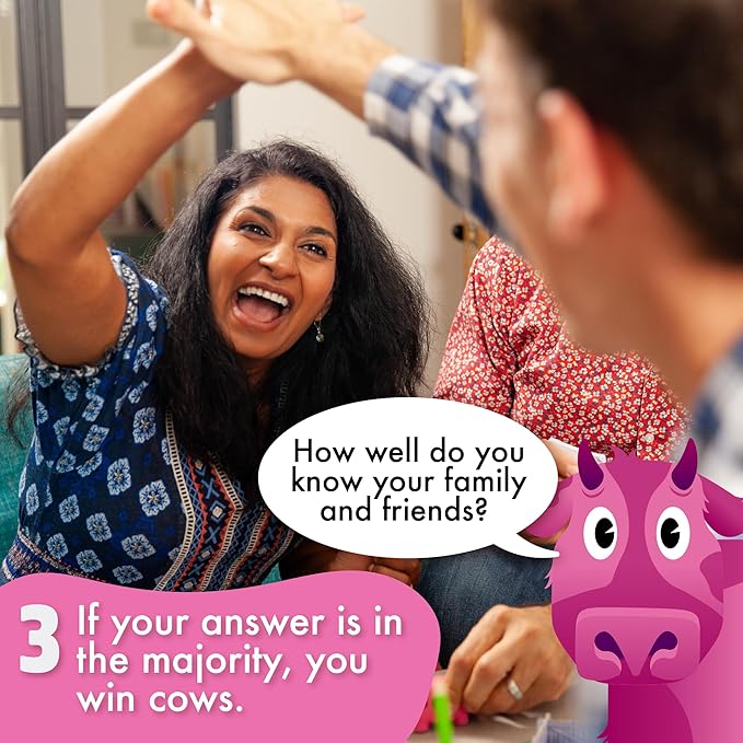 Herd Mentality: Udderly Funny Family Board Game | Easy & Fun for Big Groups of 4-20 Players | Includes 20 Extra Exclusive Questions Nirvana Guru