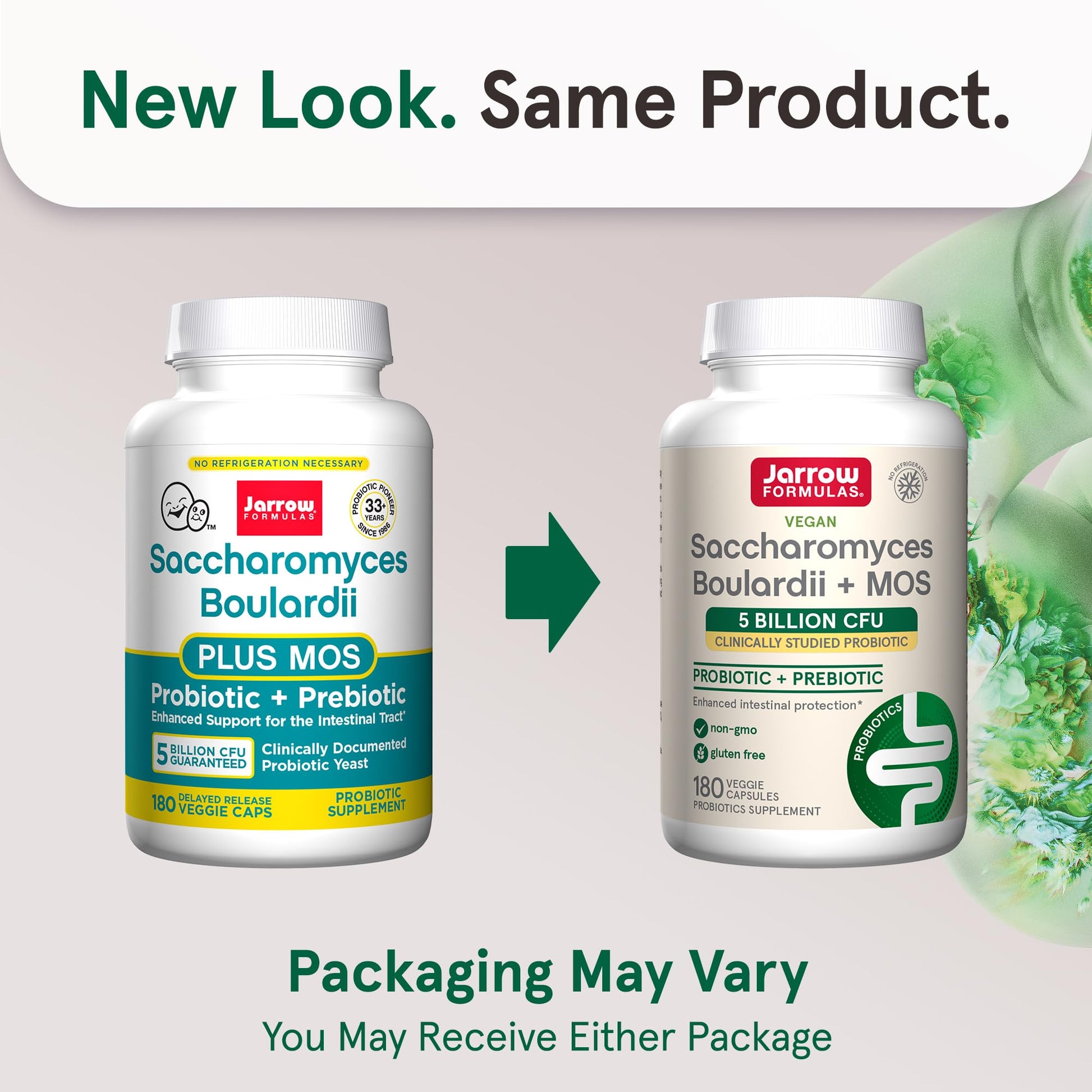 Jarrow Formulas Saccharomyces Boulardii Probiotics + MOS 5 Billion CFU Probiotic Yeast for Intestinal Health Support, Gut Health Supplements for Women and Men, 180 Veggie Capsules, 180 Day Supply - Nirvana Guru