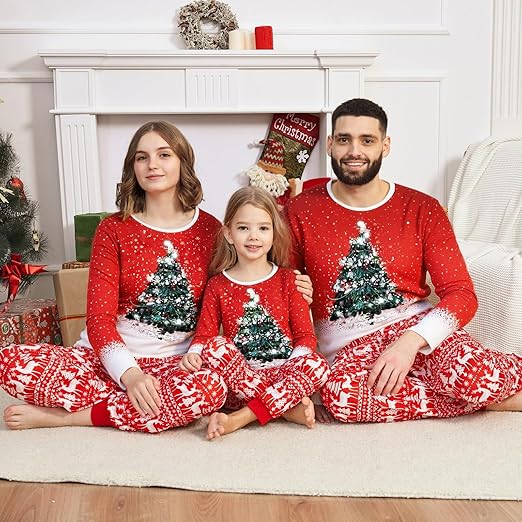 Matching Christmas Pajamas for Family Cute Printed Xmas Pajamas Set Holiday Family Sleepwear Sets for Womens Couples nirvanaguru