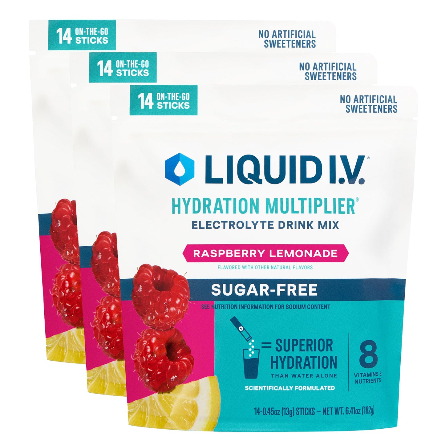Liquid I.V.® Hydration Multiplier Sugar-Free - Rainbow Sherbet | Electrolyte Powder Drink Mix | 3 Pack (42 Servings) - Nirvana Guru