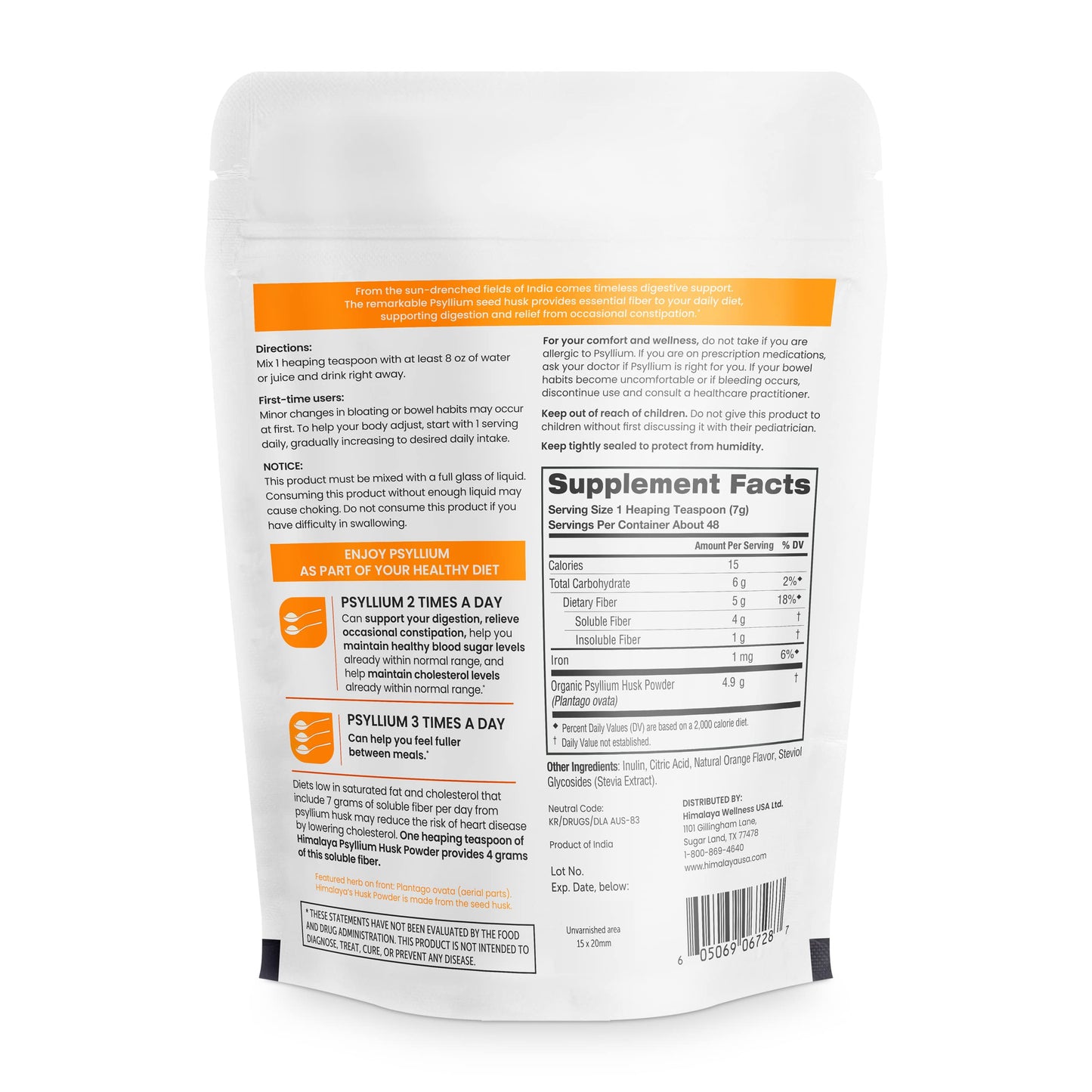 Himalaya Organic Psyllium Whole Husk, Natural Daily Fiber Supplement, Regularity, Appetite Management, USDA Certified Organic, Non-GMO, 56-Tablespoon Supply, Unflavored, 12 Oz - Nirvana Guru