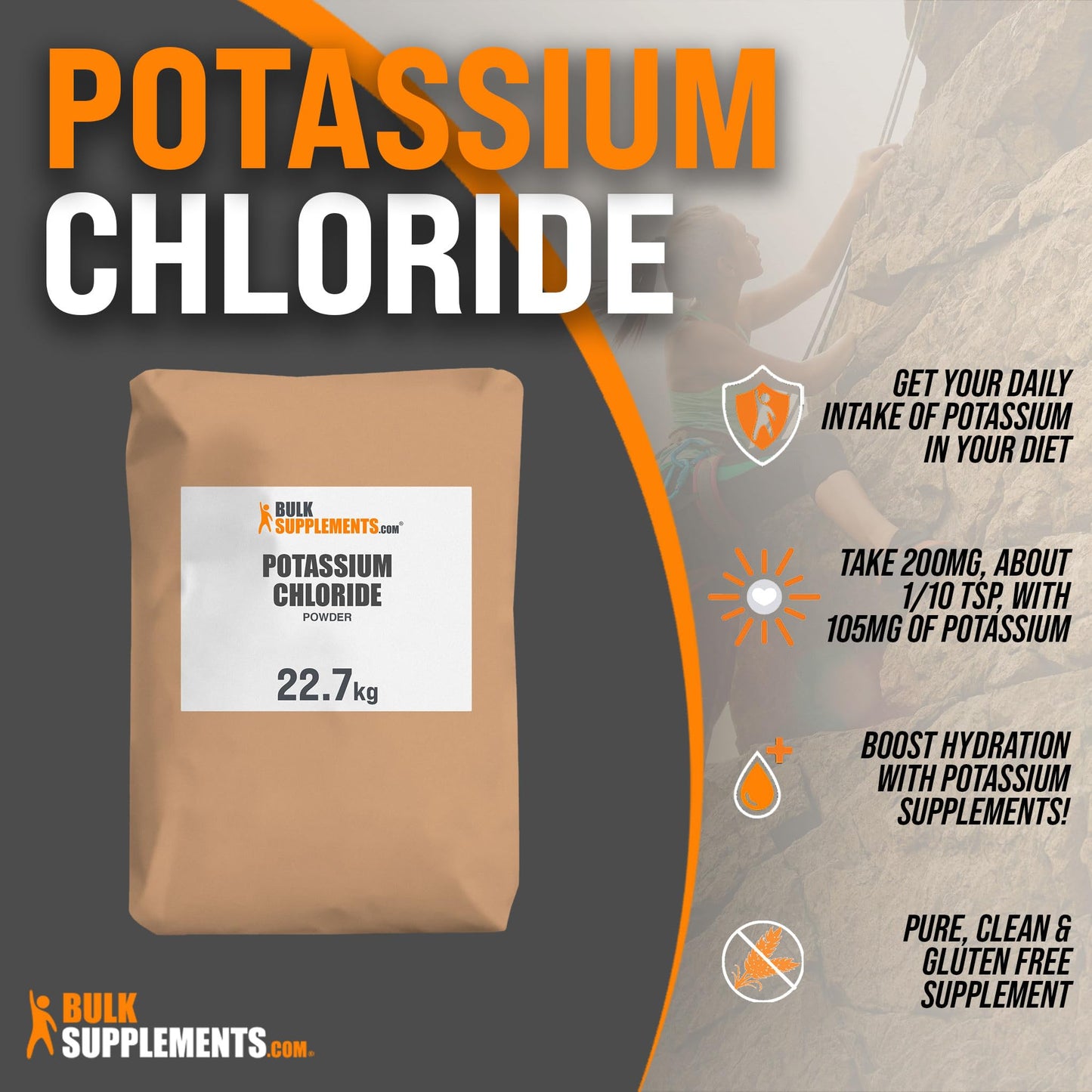 BulkSupplements.com Potassium Chloride Powder - Salt Substitute, Potassium Salt - Gluten Free, 200mg per Serving, 1kg (2.2 lbs) (Pack of 1) Nirvana Guru