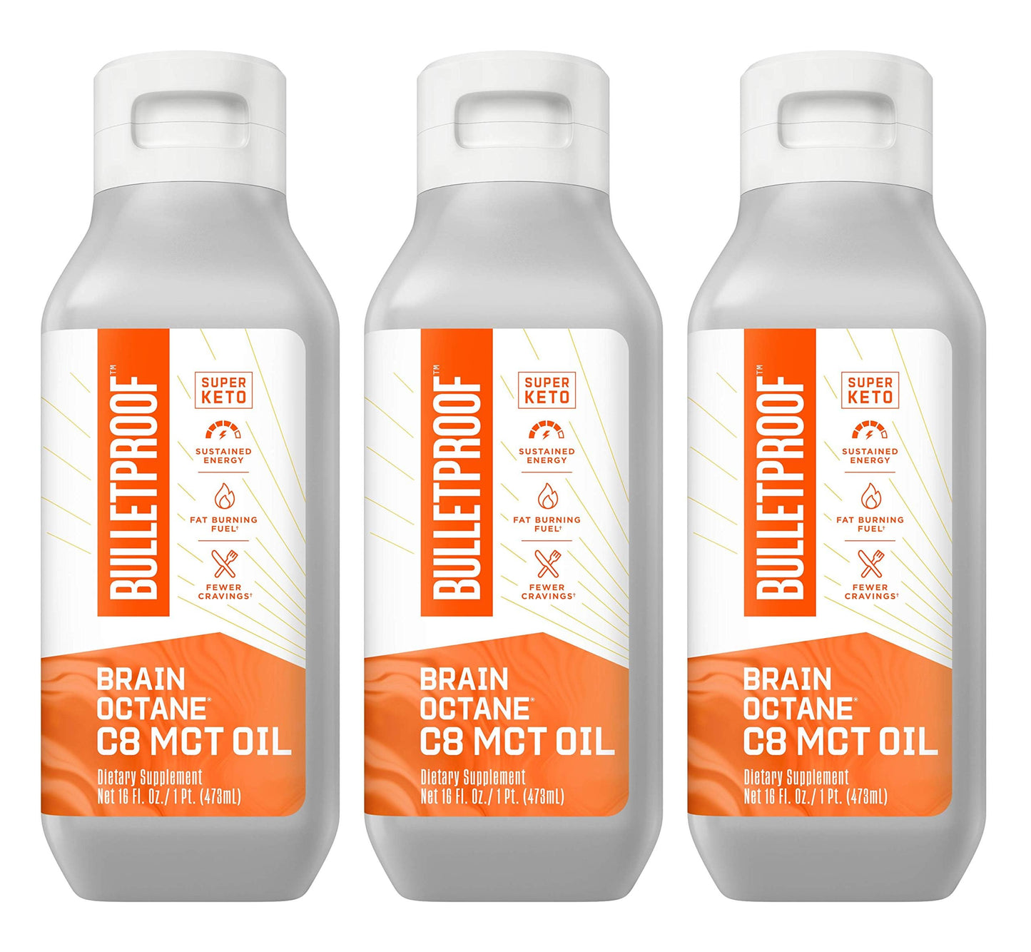 Bulletproof Coconut Brain Octane C8 MCT Oil, 16 Ounces, Premium Keto Supplement for Sustained Energy and Fewer Cravings, Brain and Body Fuel, Unflavored, Add to Coffee and Smoothies