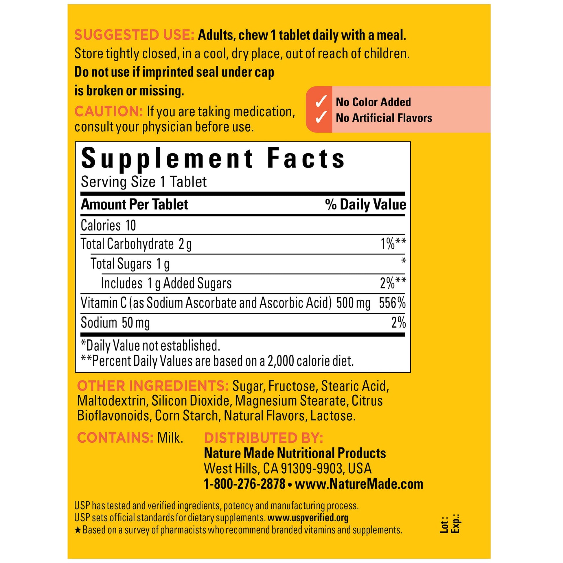 Nature Made Chewable Vitamin C 500 mg, Dietary Supplement for Immune Support, 150 Tablets, 150 Day Supply - Nirvana Guru