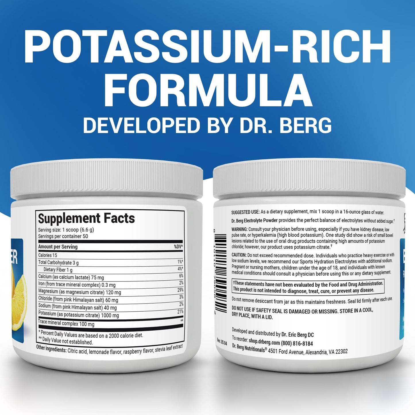 Dr. Berg Zero Sugar Hydration Keto Electrolyte Powder - Enhanced w/ 1000 mg of Potassium & Real Pink Himalayan Salt (NOT Table Salt) - Raspberry & Lemon Flavor Hydration Drink Supplement, 100 Servings Nirvana Guru