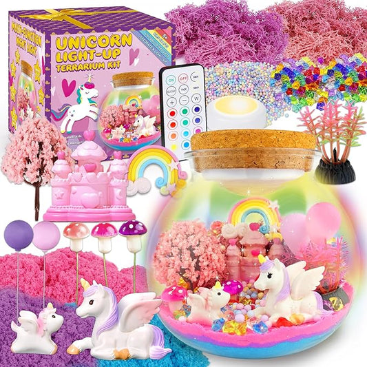 Unicorn Terrarium Crafts Kit for Kids-LED Night Light Up & Remote Unicorn Birthday Gifts Toys for Girls Ages5 6 7 8 9 10 Year Old-Christmas Gifts for Girls nirvanaguru