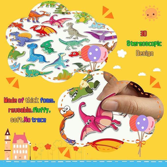 6Set Puffy Sticker Books for Kids 2-4, 3D Reusable Stickers Books for Toddlers 1-3,2-4,Farm+Animal+Dinosaurs+Ocean World+Space+Vehicle nirvanaguru