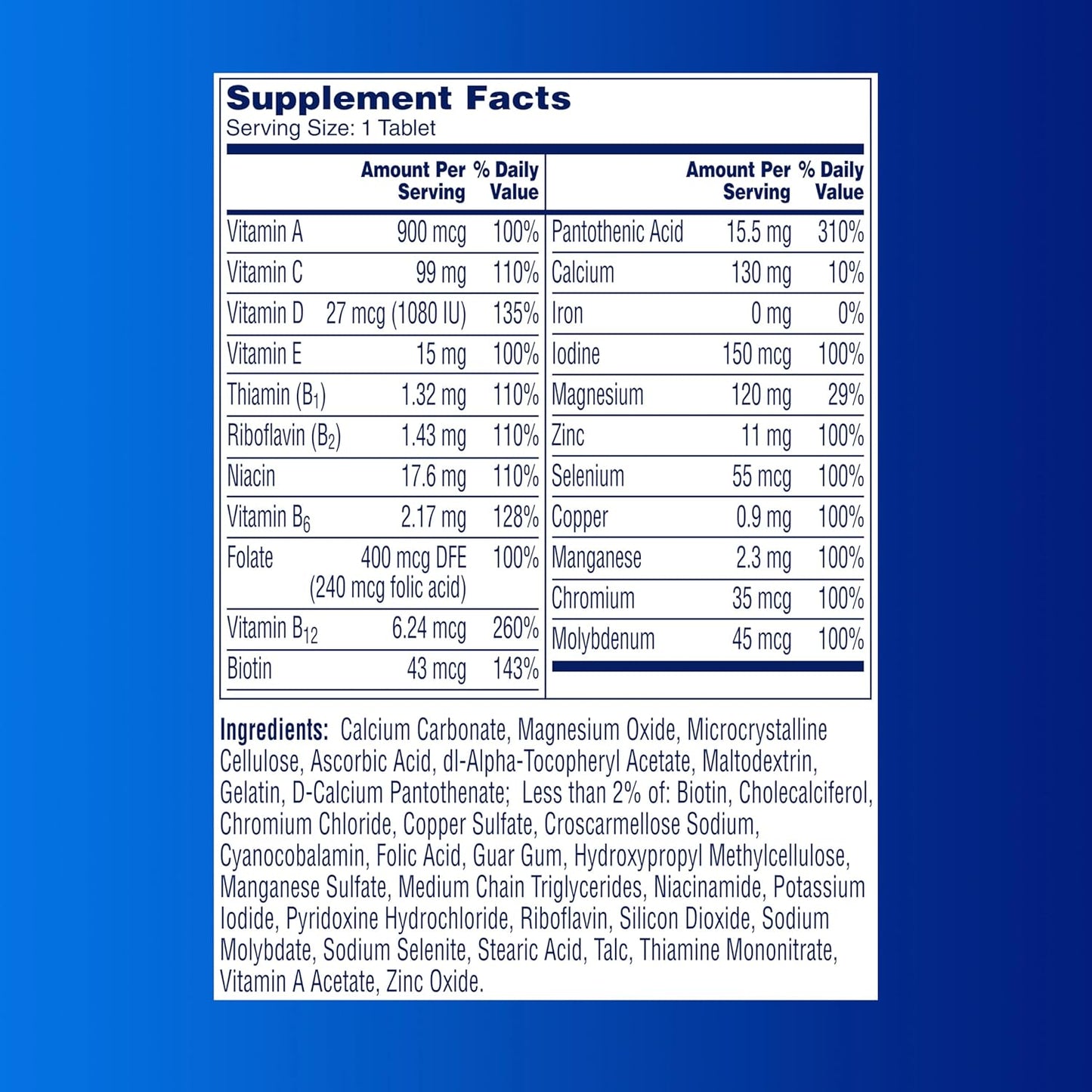 One A Day Men’s Multivitamin, Supplement Tablet with Vitamin A, C ,D, E and Zinc for Immune Health Support, Vitamin B12, Calcium, 200 count