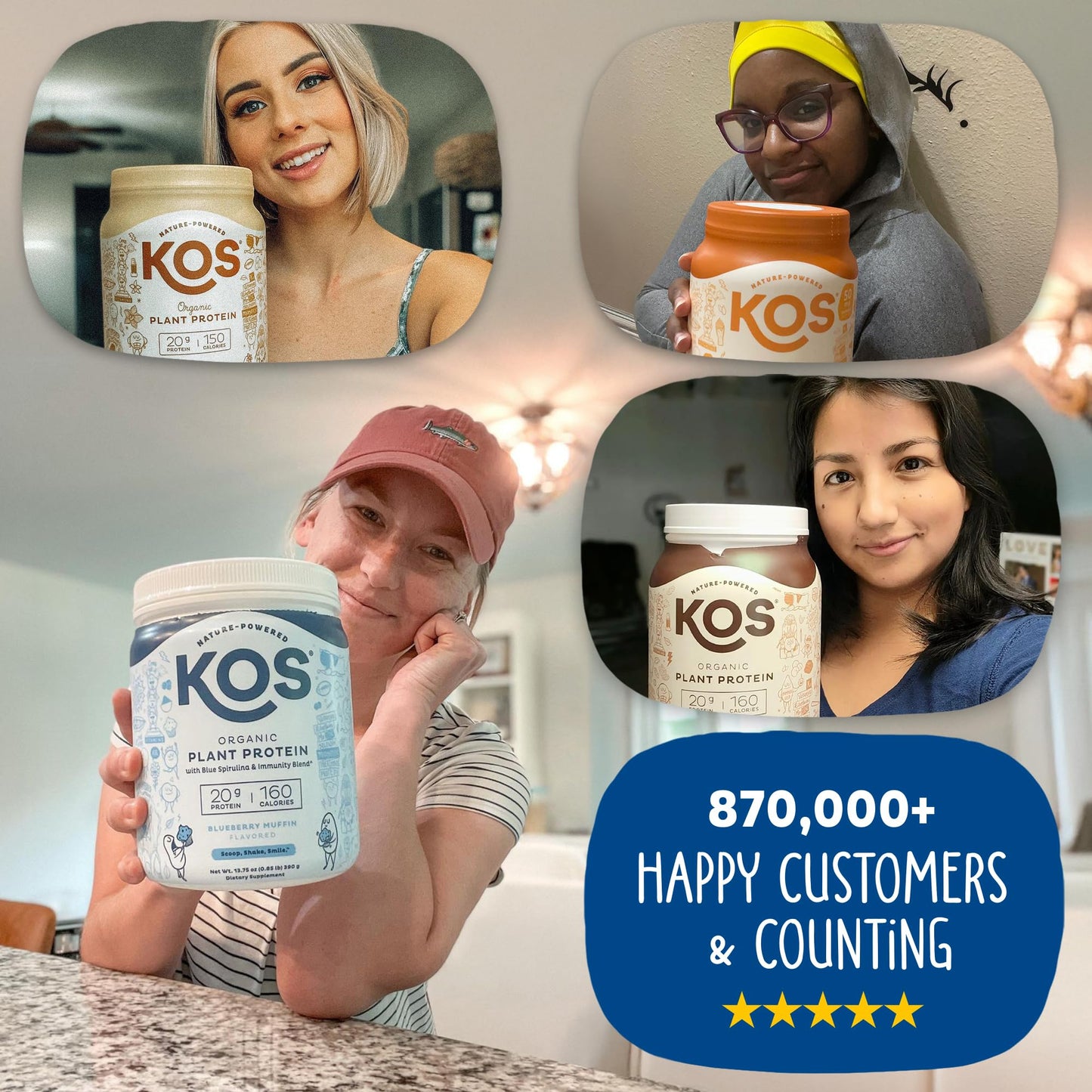 KOS Vegan Protein Powder Erythritol Free, Vanilla USDA Organic - Pea Protein Blend, Plant Based Superfood Rich in Vitamins & Minerals - Keto, Dairy Free - Meal Replacement for Women & Men, 28 Servings - Nirvana Guru