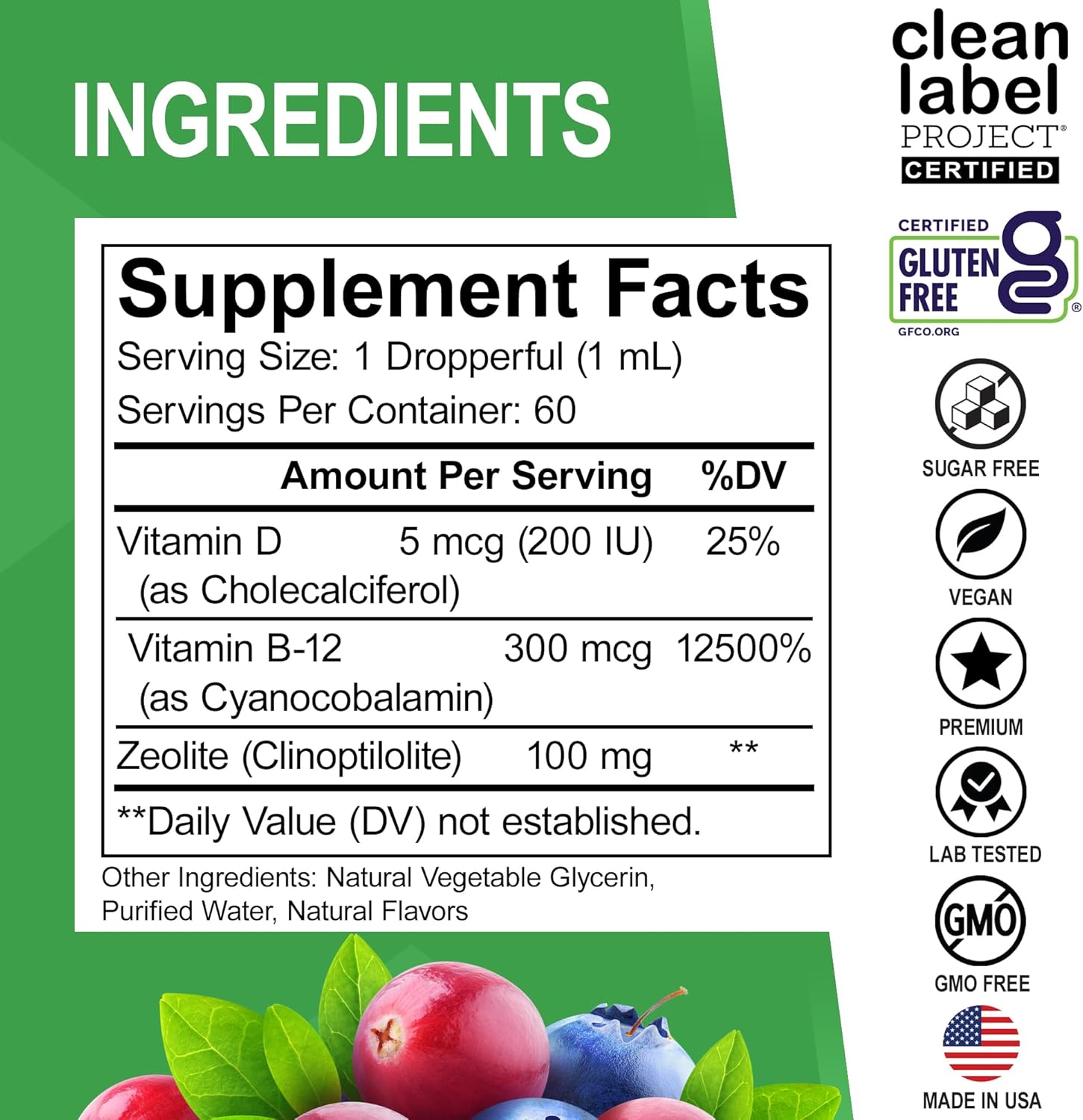 Zeolite Detox for Kids Liquid Drops - Advanced Clinoptilolite with Pure Vitamins B12 & D - Kids Gentle Body Daily Cleanse Focus & Speech Extra Clinoptilolite Zeolite Drops Detox Cleanse Supplement 2oz Nirvana Guru