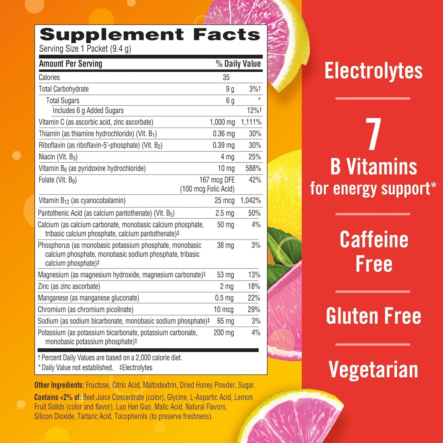 Emergen-C 1000mg Vitamin C Powder for Daily Immune Support Caffeine Free Vitamin C Supplements with Zinc and Manganese, B Vitamins and Electrolytes, Super Orange Flavor - 30 Count Nirvana Guru