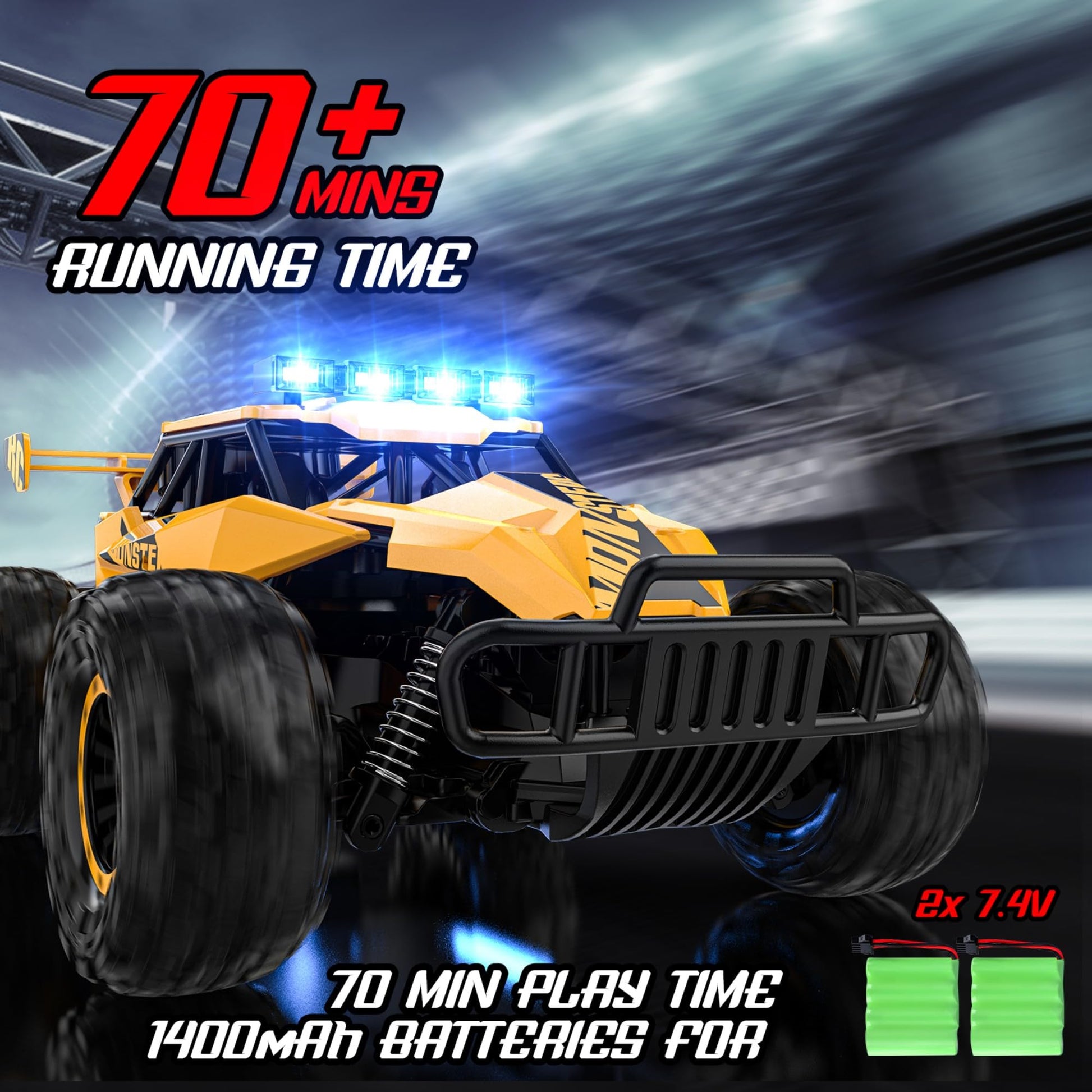BLUEJAY Remote Control Car, 2.4GHz High Speed 33KM/H RC Cars Toys, 1:12 Monster RC Truck Off Road with LED Headlight and Rechargeable Battery Gifts for Adults Boys 8-12 Nirvana Guru