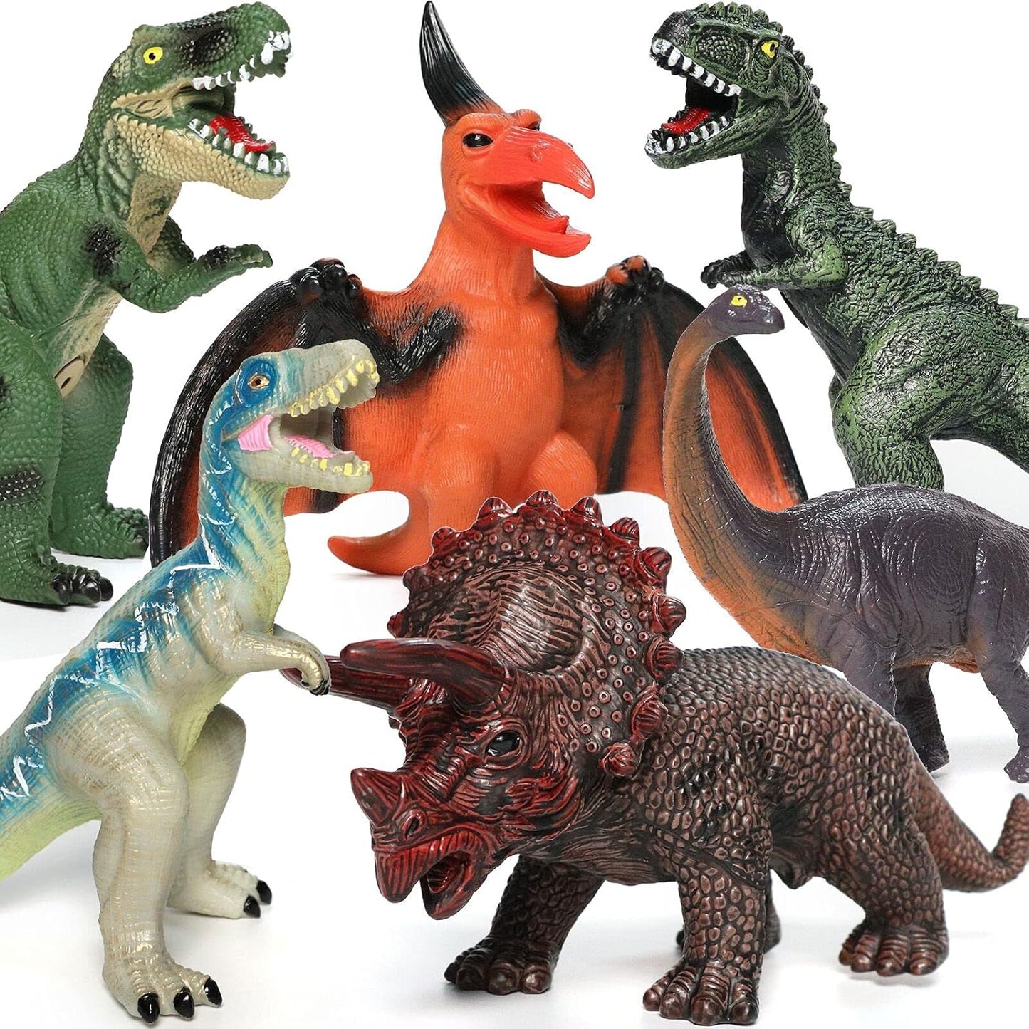 6 Piece Jumbo Dinosaur Toys for Kids 3-5 and Toddlers, Large Soft Dinosaur Toys for Lovers - Perfect Party Favors, Birthday Gifts Nirvana Guru