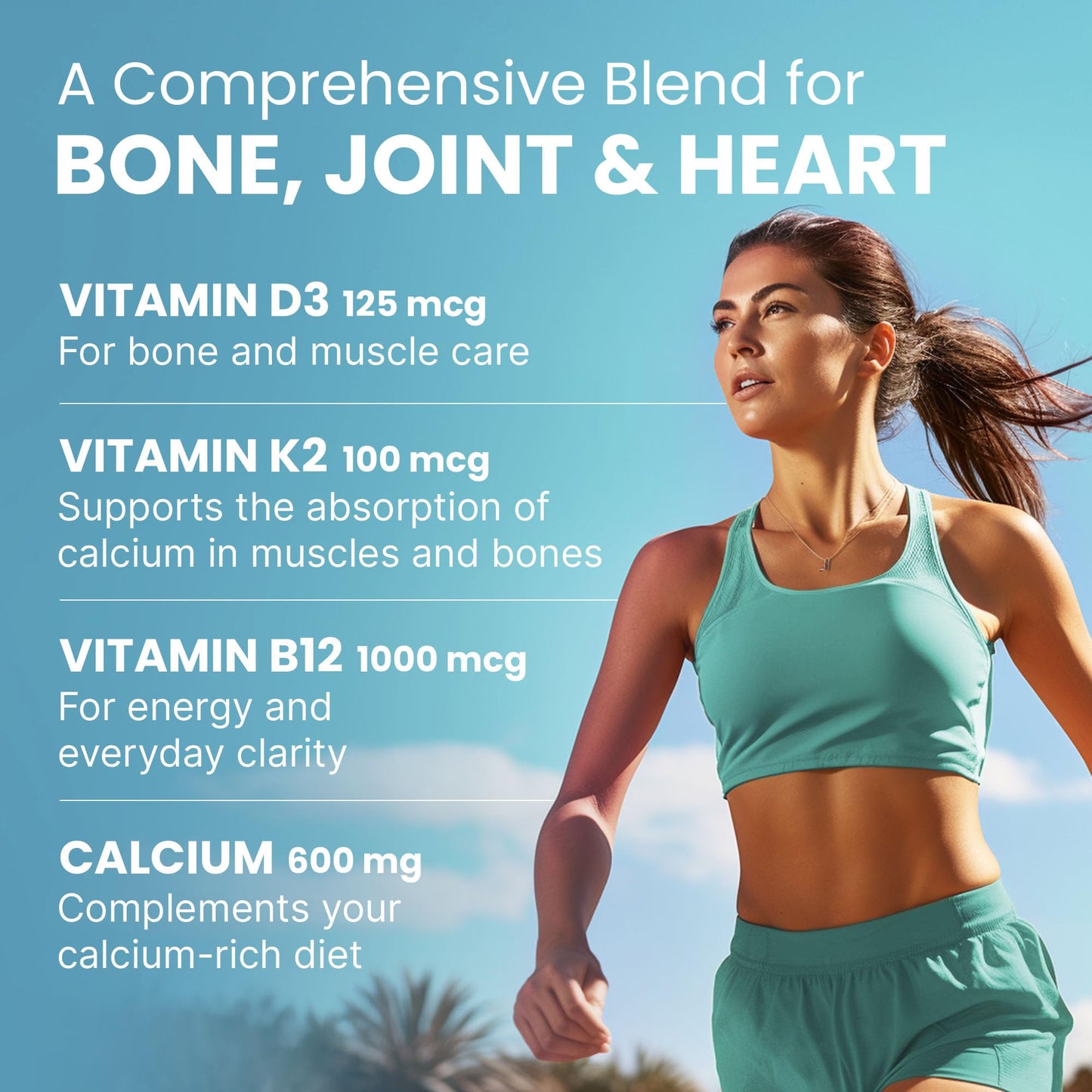 4-in-1 Calcium 1200mg with Vitamin D3 - Calcium Supplement for Women and Men with Vitamin K2 B12 5000 IU - Extra Strength Calcium Citrate for Bone and Heart Support (120ct) Nirvana Guru
