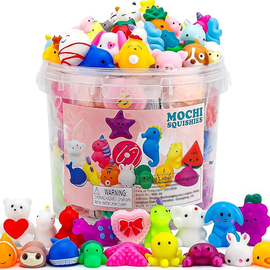 100 Pack Mochi Squishy Toys, Party Favors for Kids 4-8-12, Classroom Birthday Xmas Gifts Treasure Box Prizes Goodie Bag Stuffers, Mini Squishy Fidget Toys, Carnival Prizes in Bulk nirvanaguru