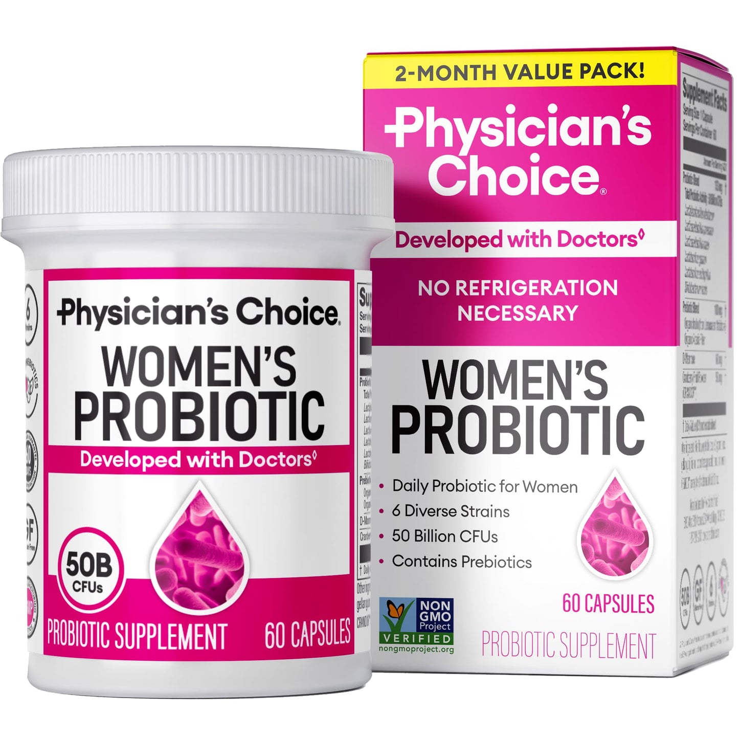 Physician's CHOICE Probiotics for Women - PH Balance, Digestive, UT, & Feminine Health - 50 Billion CFU - 6 Unique Strains for Her - Organic Prebiotics, Cranberry Extract+ - Women Probiotic - 30 CT