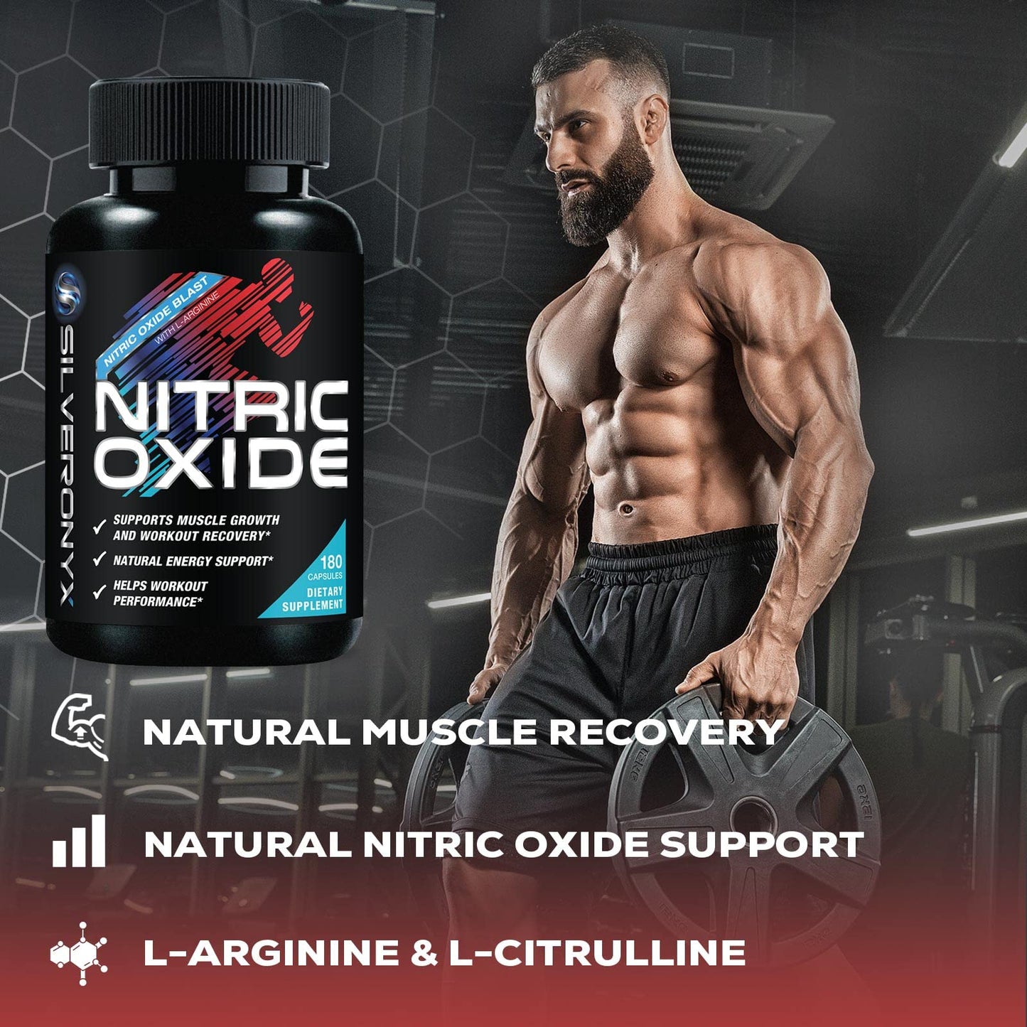 Extra Strength Nitric Oxide Supplement 3X Strength L Arginine, Citrulline Malate, AAKG, Beta Alanine - Premium Muscle Supporting Nitric Booster - Natural Energy & Heart Health Support - 180 Capsules Nirvana Guru