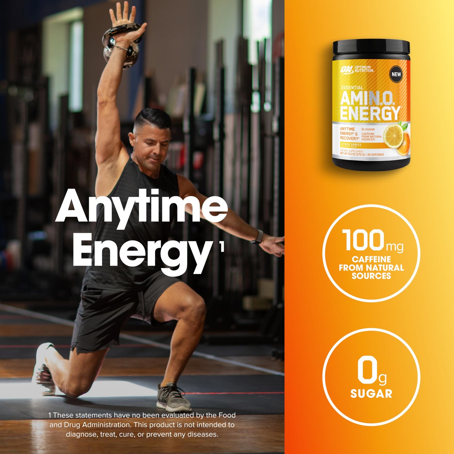 Optimum Nutrition Amino Energy - Pre Workout with Green Tea, BCAA, Amino Acids, Keto Friendly, Green Coffee Extract, Energy Powder - Concord Grape, 65 Servings (Packaging May Vary)