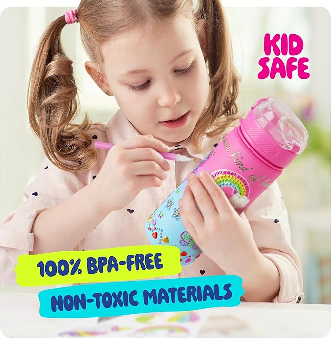 Dan&Darci Decorate Your Own Glow-in-The-Dark Water Bottle Kit for Girls - Gifts for Girl Ages 4-6 5-7 6-8 - 4 5 6 7 8 Year Old Birthday Gift Ideas - Arts and Crafts for Kids Age 6-8 - Unicorn Toys nirvanaguru