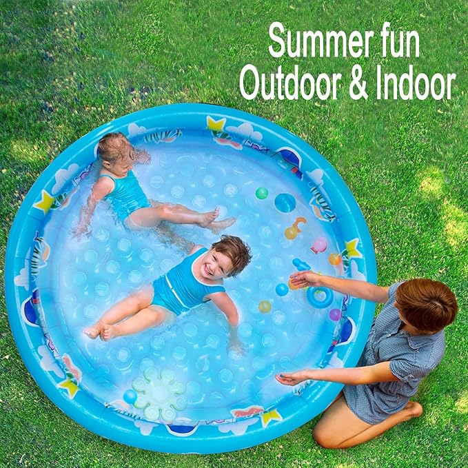 3 Rings Kiddie Pool for Toddler, 48”X12”,Kids Swimming Pool, Inflatable Baby Ball Pit Pool, Small Infant Pool (Blue) nirvanaguru