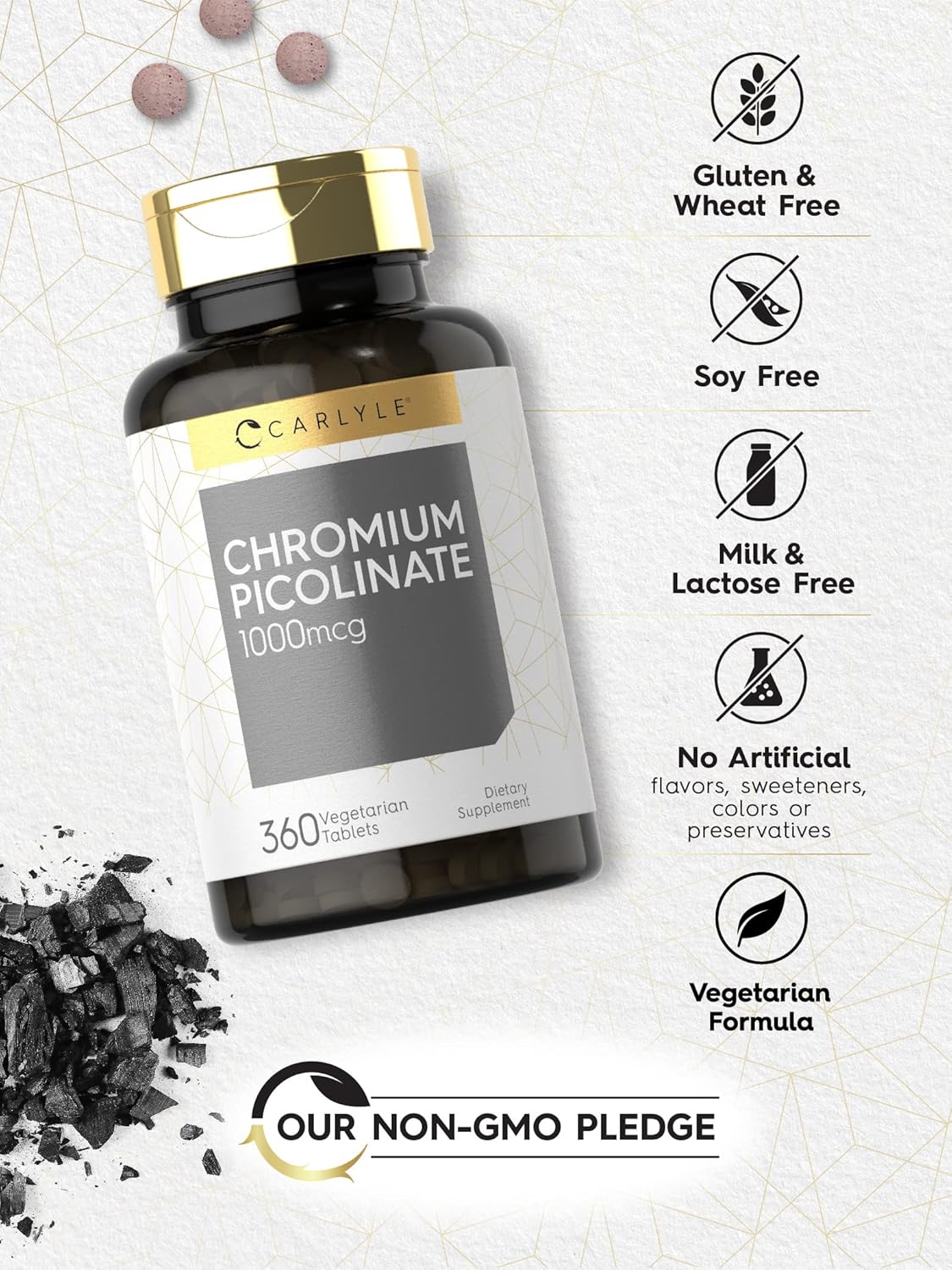 Carlyle Ultra Chromium Picolinate 1000mcg | 360 Tablets | Vegetarian, Non-GMO, Gluten Free Nirvana Guru