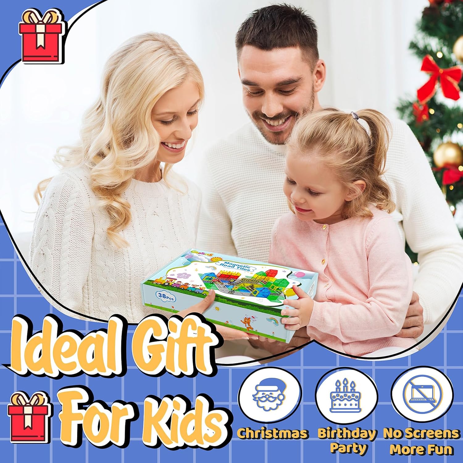 Magnetic Tiles - Road Set, Magnetic Building Blocks, Preschool Montessori Toys Gift for 3+ Year Old Boys and Girls, Sensory Travel Toys for Kids Aged 3-5 and 4-8, Ideas for Toddler with Autism Nirvana Guru
