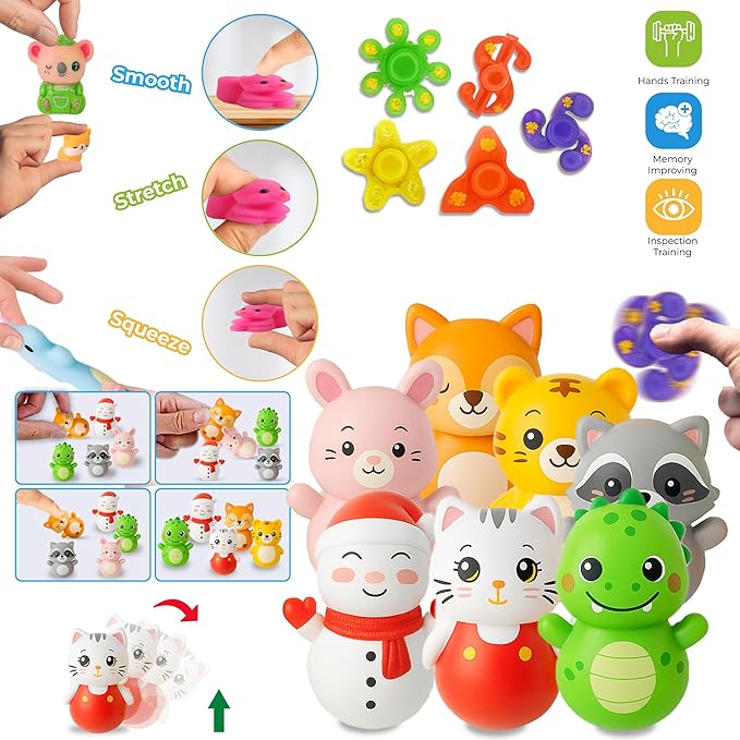 125 Pcs Party Favors Fidget Toys Pack, Randomly Selected Pop Sensory Set Gifts Stickers for Kids Adults Boy Girl Stocking Stuffers Autistic Bulk Goodie Bag Filler Treasure Box Classroom Prizes School nirvanaguru