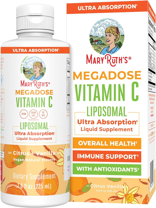 MaryRuth Organics Liposomal Vitamin C | Immune Support Supplement | Megadose Vitamin C Supplement 500mg | Skin Care | Liquid Vitamin C | Vitamin E | Vegan | Non GMO | 30 Servings - Nirvana Guru
