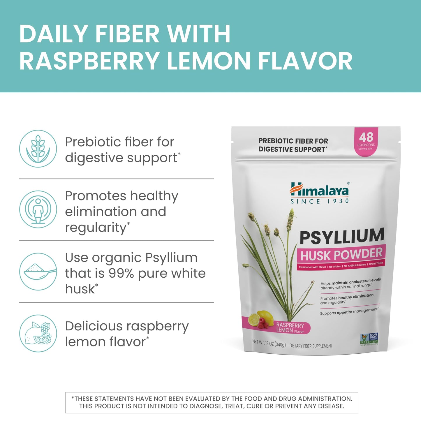 Himalaya Organic Psyllium Whole Husk, Natural Daily Fiber Supplement, Regularity, Appetite Management, USDA Certified Organic, Non-GMO, 56-Tablespoon Supply, Unflavored, 12 Oz - Nirvana Guru