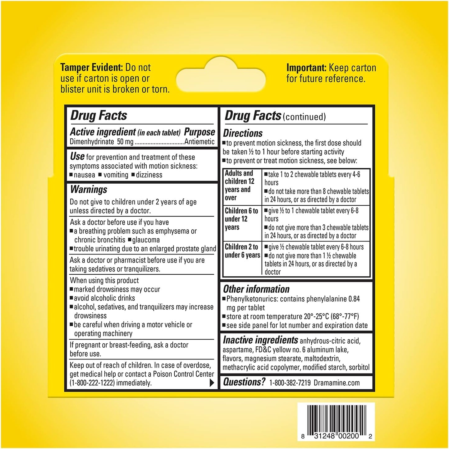 Dramamine Original, Motion Sickness Relief, 36 Count