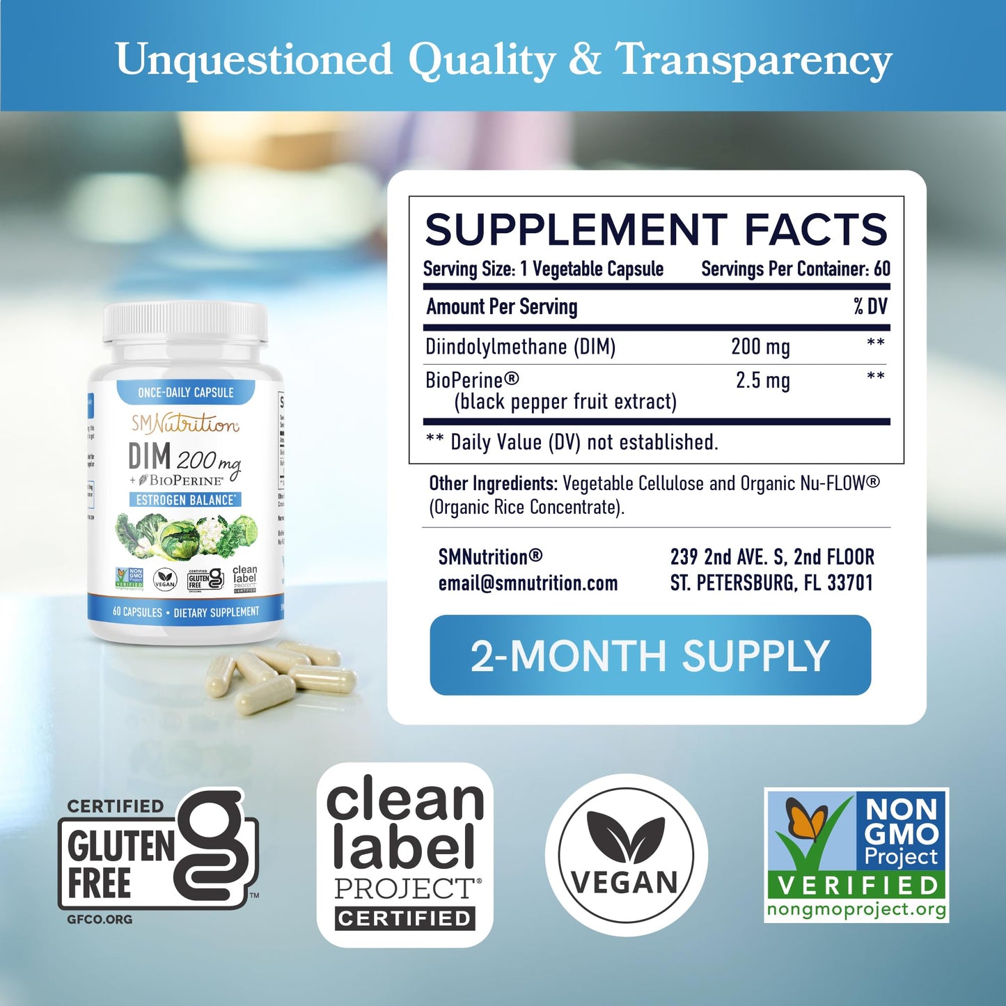 DIM Supplement 200 mg | Estrogen Balance for Women & Men | Hormonal Acne, Hormone Balance, Menopause & Antioxidant Support | Clean Label Project Certified, Vegan & Soy Free Diindolylmethane | 60 Ct. - Nirvana Guru