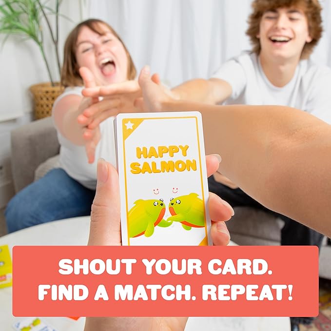 Exploding Kittens Happy Salmon 3-8 Players - Ages 6+ - 90 Second Rounds - Easy to Learn Quick Matching Card Game - Party Game, Family Game Night, Kid and Adult Card Game nirvanaguru