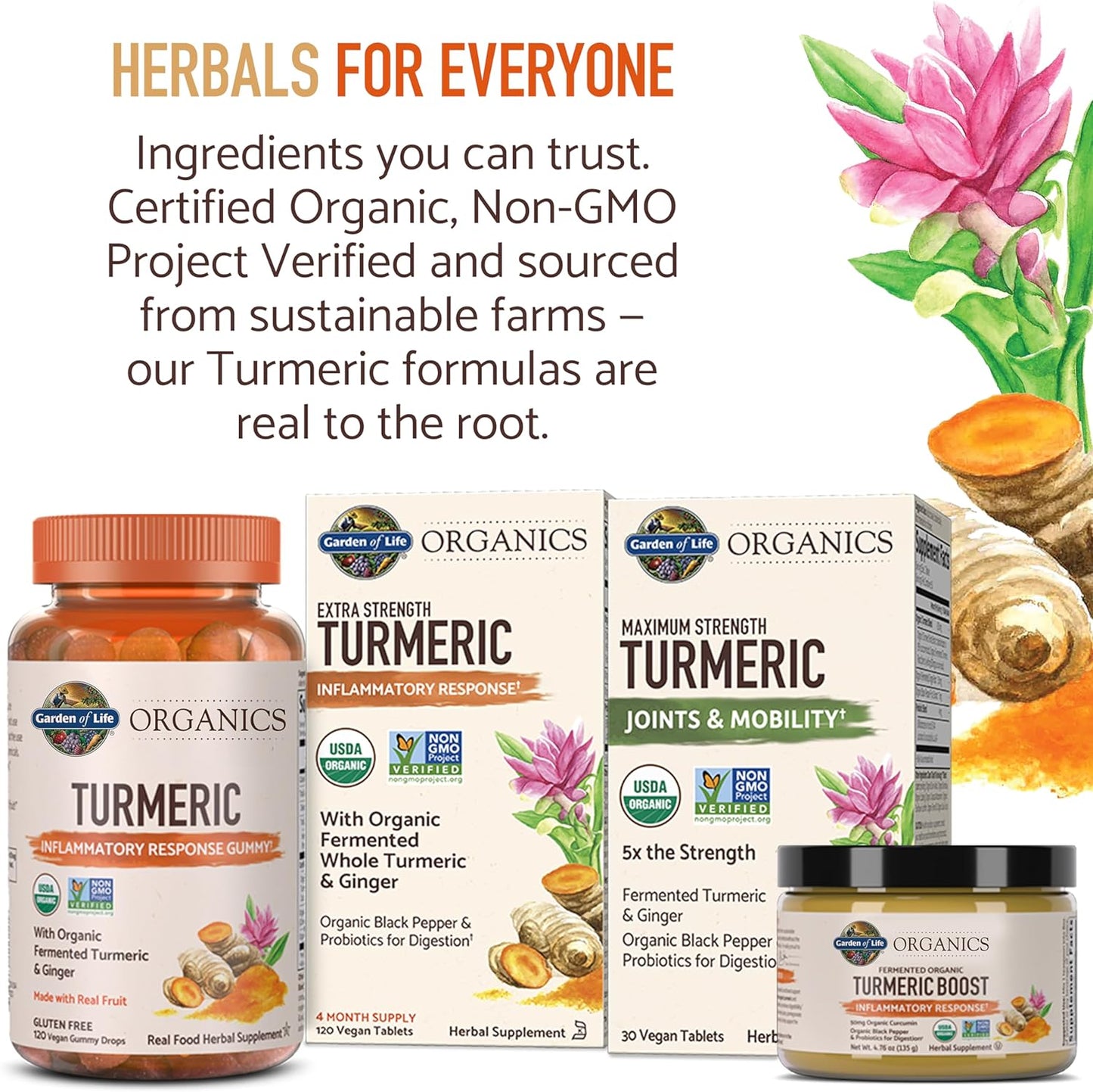 Garden of Life Organics Extra Strength Turmeric Inflammatory Response 120 Tablets-100Mg Curcumin (95% Curcuminoids) Black Pepper, Probiotics, Organic Non-GMO Vegan Gluten Free Herbal Supplement - Nirvana Guru