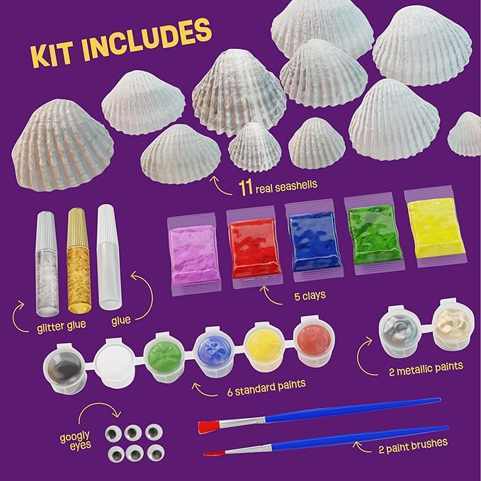 Dan&Darci Kids Sea Shell Painting Kit - Arts & Crafts Gifts for Boys and Girls - Craft Activities Kits - Creative Art Activity Gift Toys for Age 6, 7, 8, 9, 10, 11 & 12 Year Old 8-12 nirvanaguru