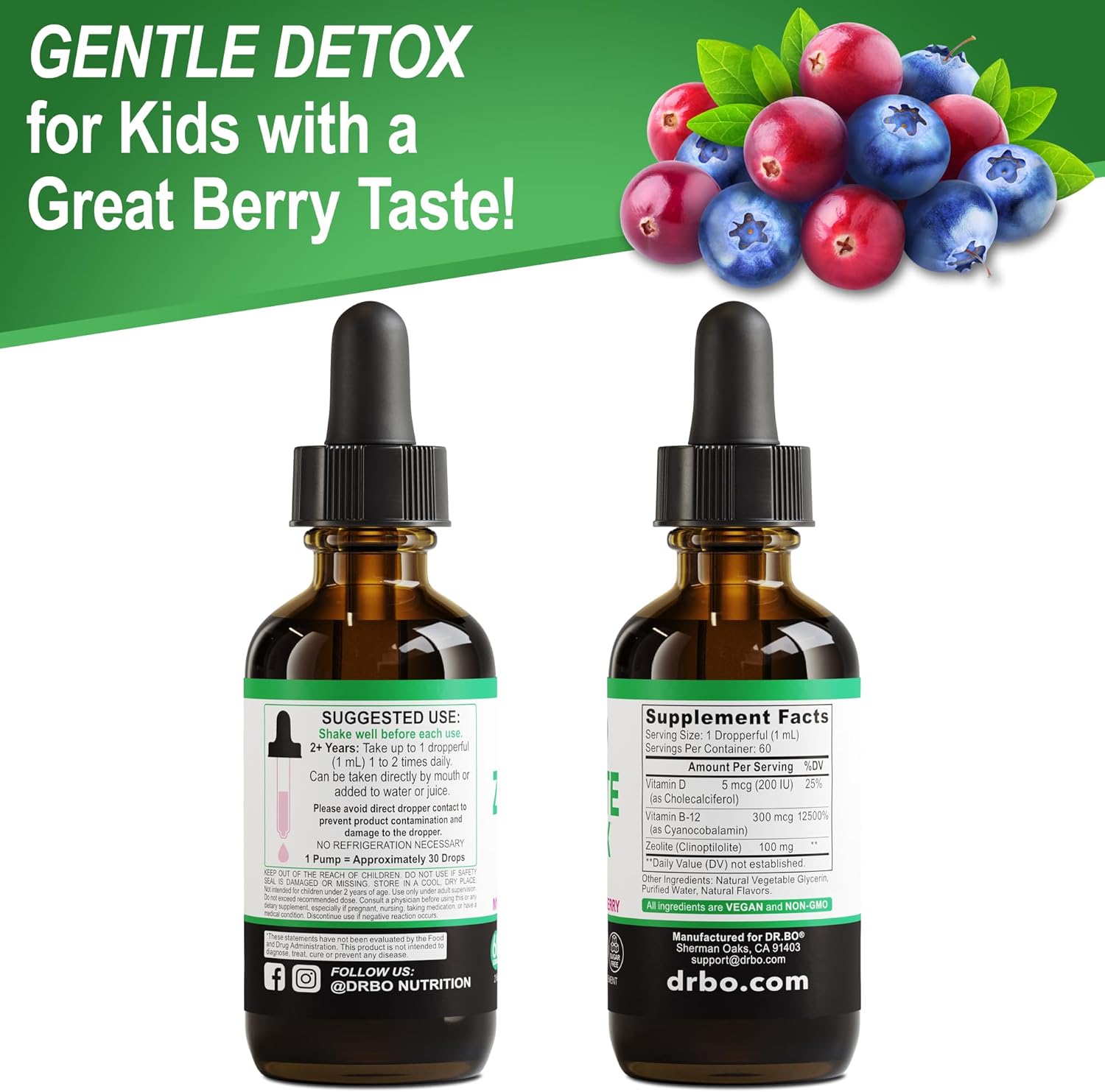 Zeolite Detox for Kids Liquid Drops - Advanced Clinoptilolite with Pure Vitamins B12 & D - Kids Gentle Body Daily Cleanse Focus & Speech Extra Clinoptilolite Zeolite Drops Detox Cleanse Supplement 2oz Nirvana Guru