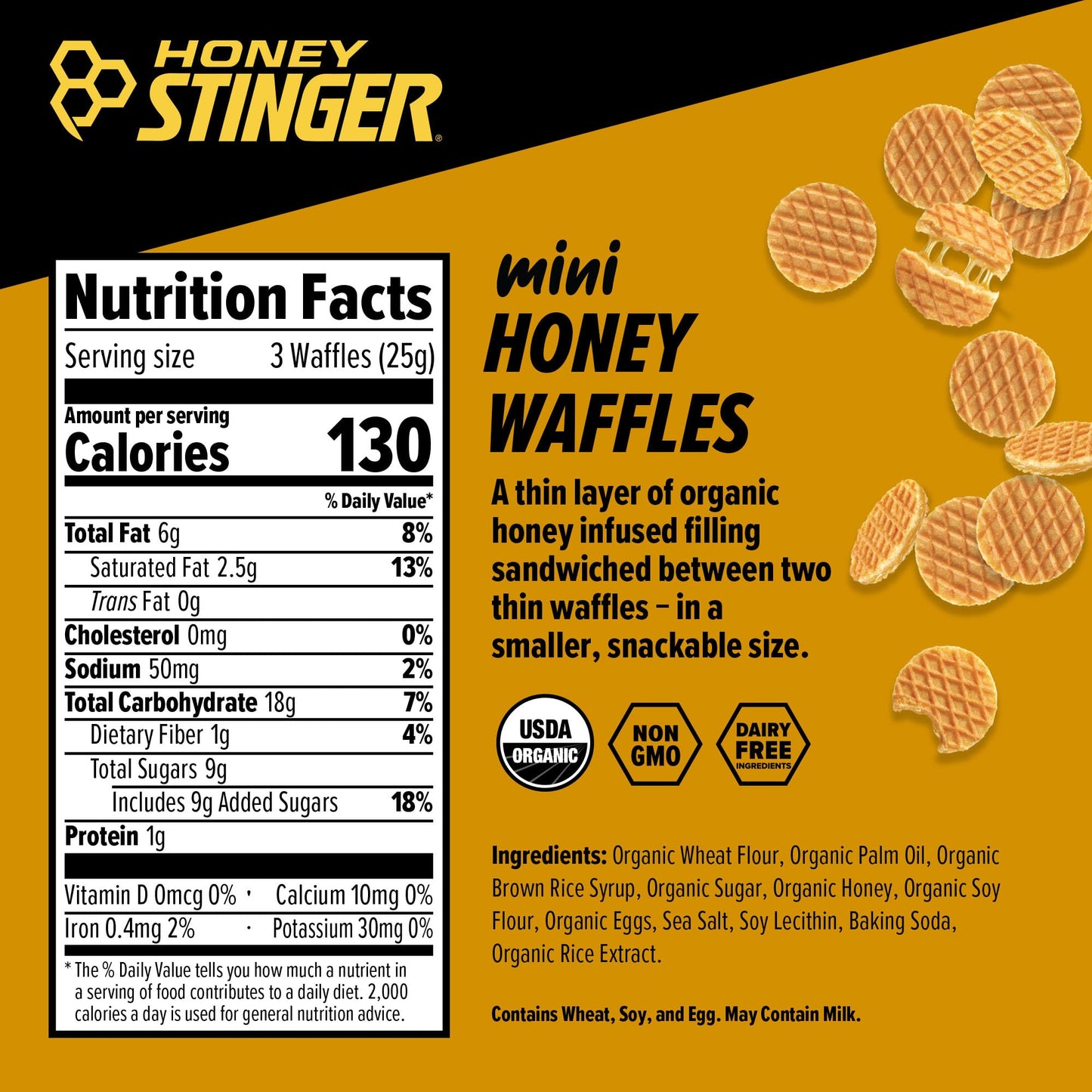 Honey Stinger Organic Honey Waffle Energy Stroopwafel for Exercise, Endurance and Performance Sports Nutrition for Home & Gym, Pre and Post Workout Box of 16 Waffles, 16.96 Ounce (Pack of 16)