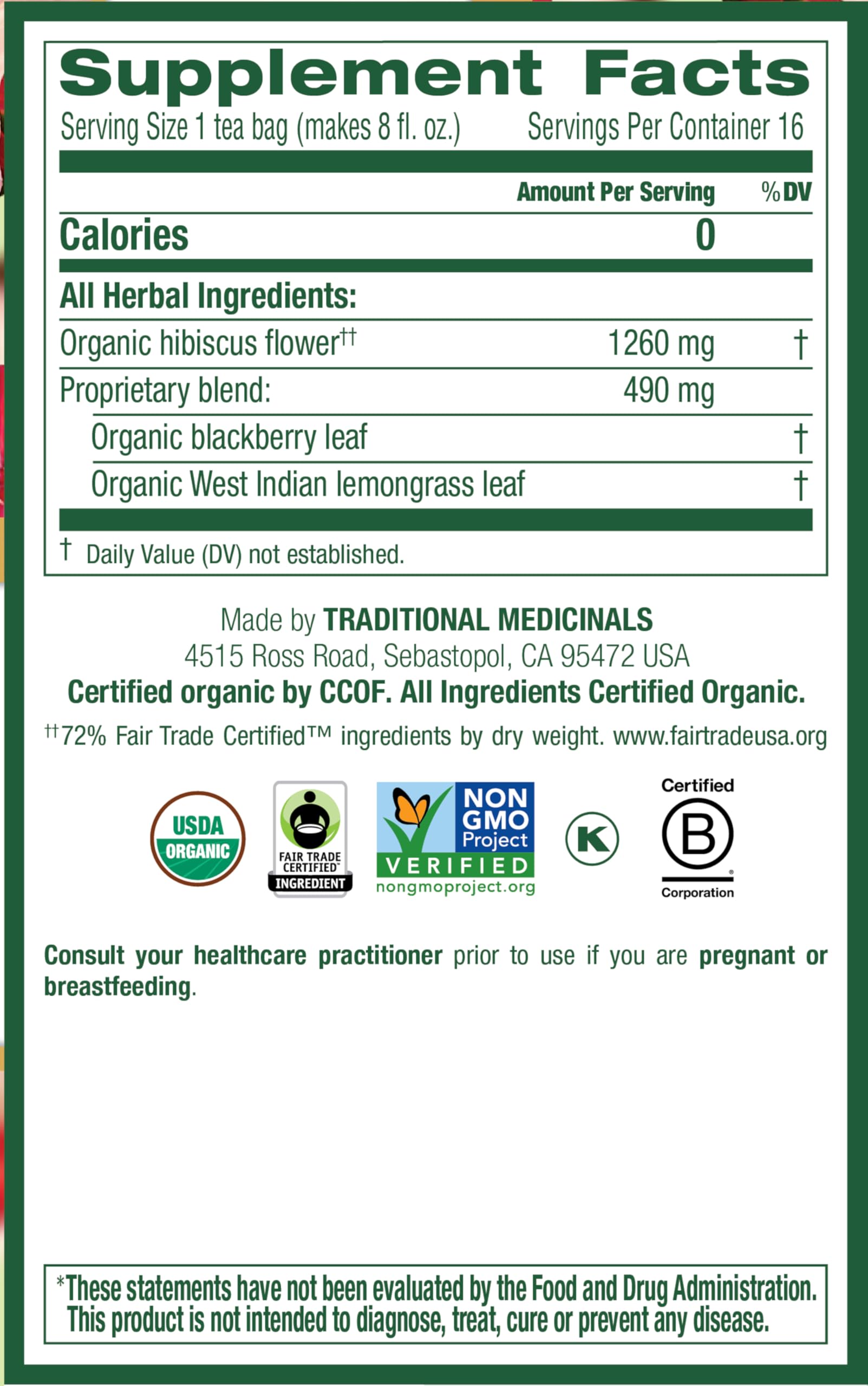 Traditional Medicinals - Organic Hibiscus Herbal Tea (6 Pack) - Supports Heart Health - 96 Tea Bags Total - Nirvana Guru