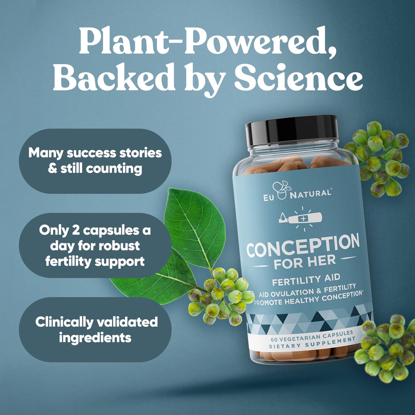 Conception Fertility Supplements for Women – Aids Ovulation, Hormonal Balance, & Regular Cycles – Prenatal Vitamin Support with Myo-Inositol, Folate, Folic Acid, Vitex – 60 Vegetarian Soft Capsules Nirvana Guru