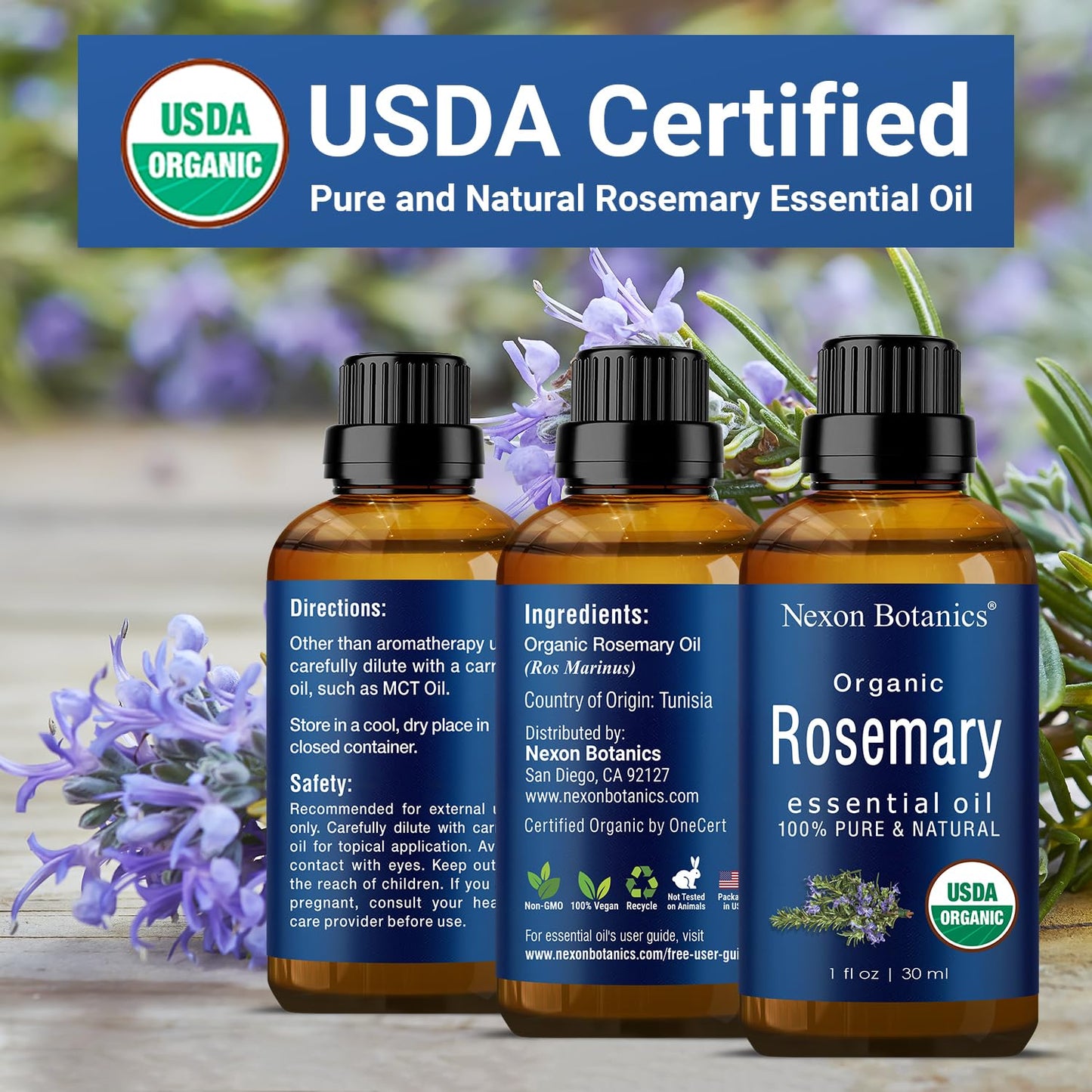 Organic Lavender Essential Oil 30 ml - Pure Natural Oils for Diffuser, Aromatherapy, Skin & Hair Care - Aceite De Lavanda Orgánico - Nexon Botanics - Nirvana Guru