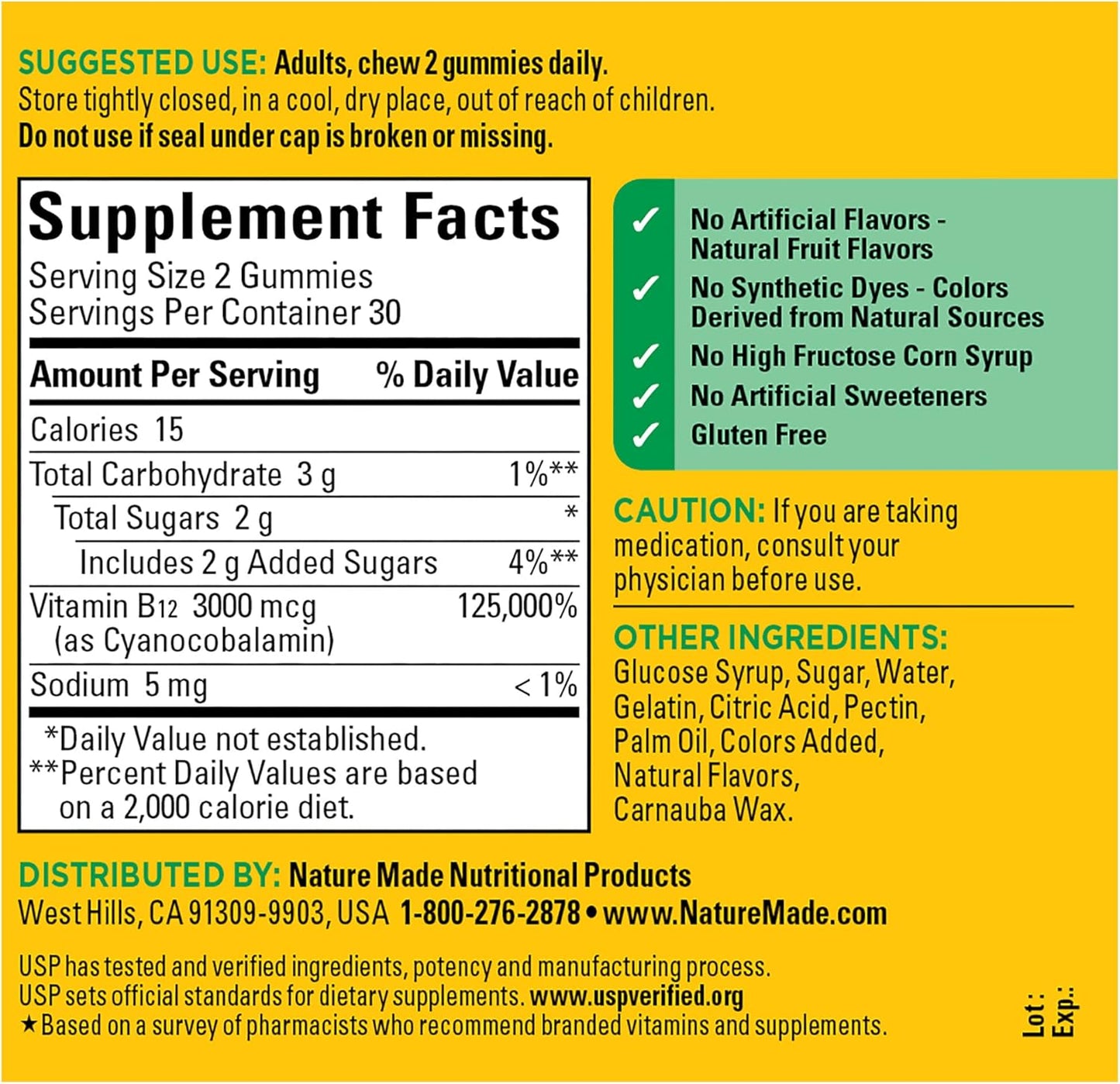 Nature Made Extra Strength Vitamin B12 Gummies, 3000 mcg per serving, B12 Vitamin Supplement for Energy Metabolism Support, 60 Gummy Vitamins, 30 Day Supply - Nirvana Guru