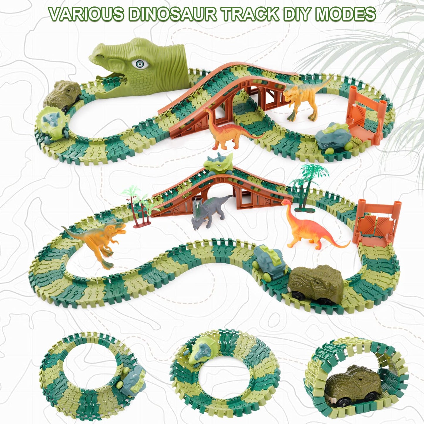 GIAT Dinosaur Track Toys - Best Birthday Gifts for 3 4 5 6 7 Year Old Boys Girls, Dinosaur Race Car Track with Light & Sound, Create A Dinosaur World Road Race Nirvana Guru