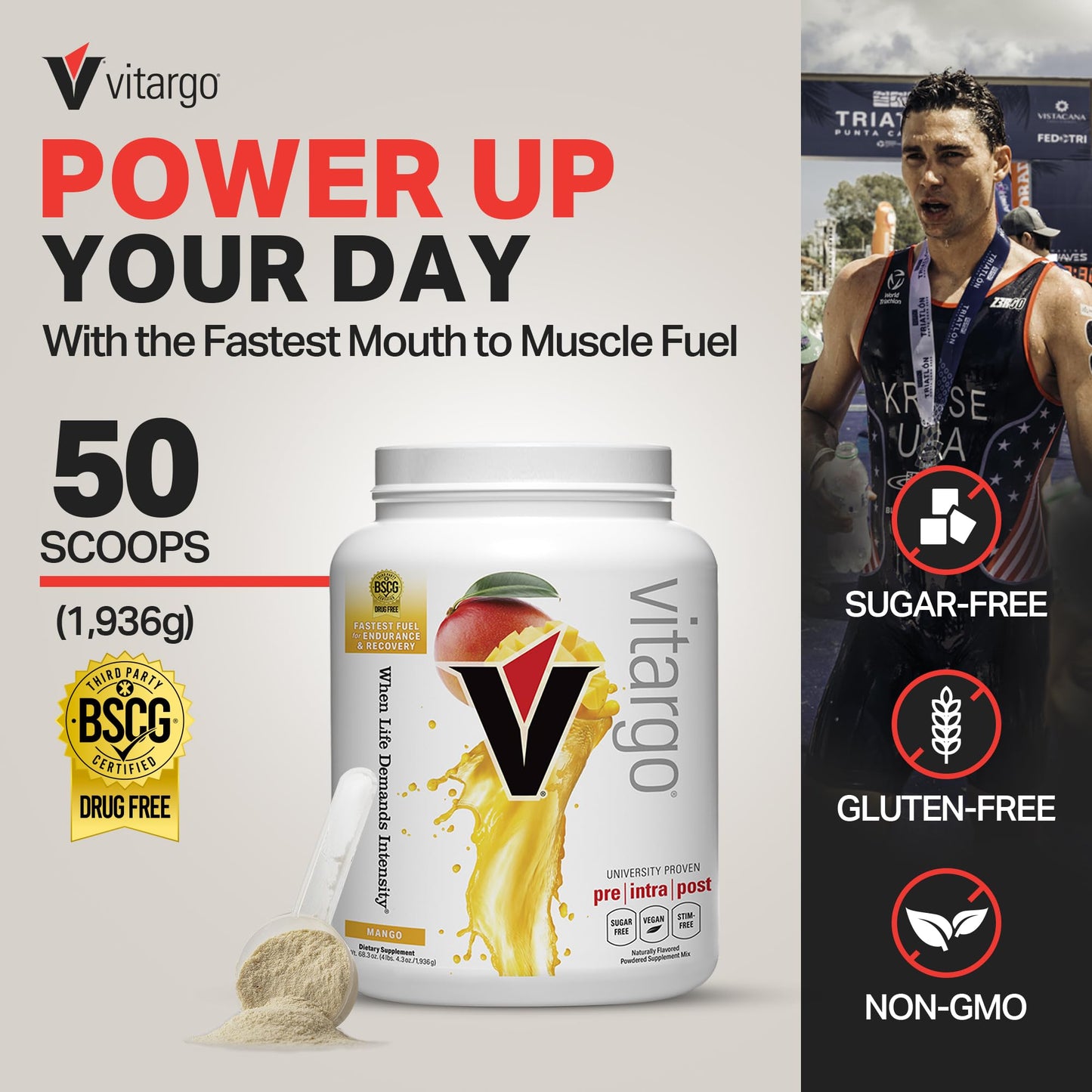 Vitargo Carbohydrate Powder, 2X Faster Absorbing, 4.4 LB Plain, Pre, Intra & Post, Sugar-Free Complex Carb Powder for Recovery, Endurance & Muscle Gain, Made in USA Nirvana Guru