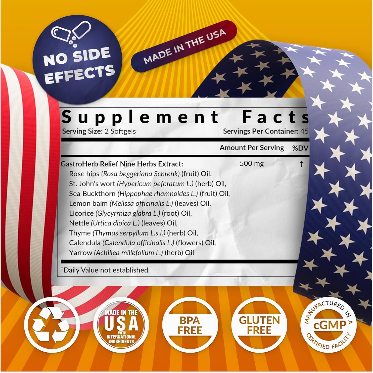 Gastroherb 9 Herb Extract - Airborne Immune Support Supplement - St Johns Wort Licorice Root Thyme Oil Immunity Supplement - Digestive Enzymes Immune System Booster - 90 Softgels Nirvana Guru