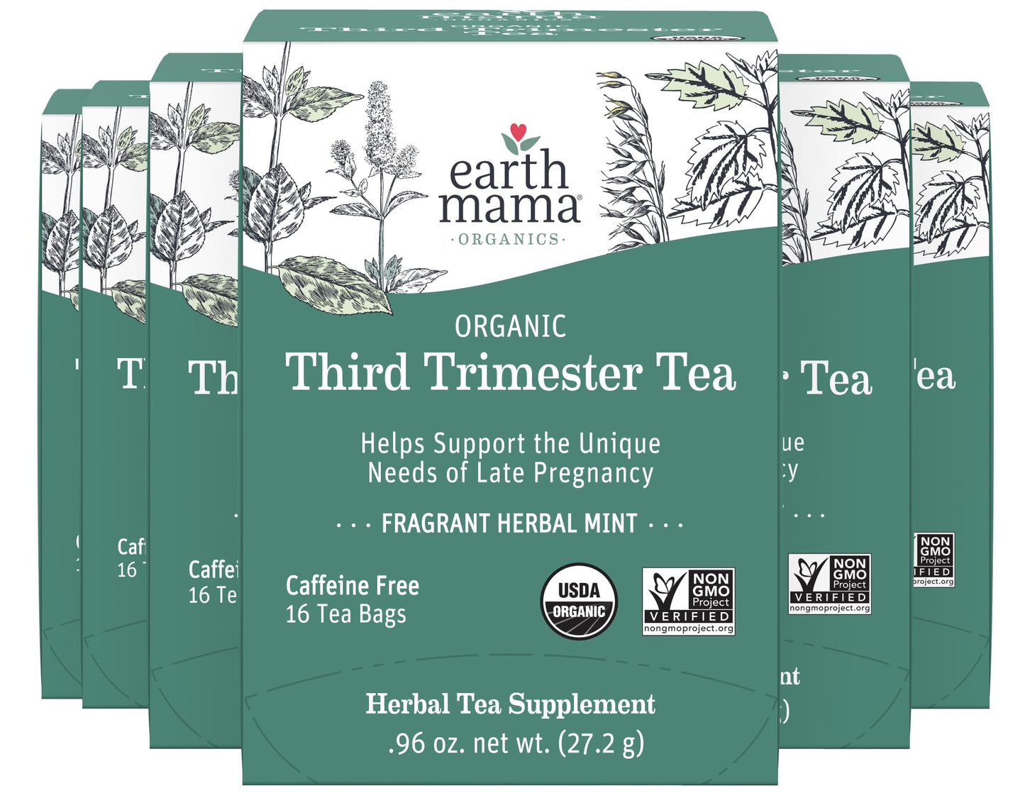 Earth Mama Organic Third Trimester Tea Bags | 100% USDA Organic Herbal Tea for Late Pregnancy Comfort + Childbirth Preparation, 16 Teabags Per Box (2-Pack) Nirvana Guru