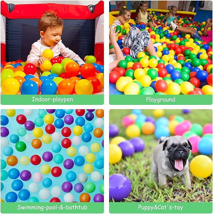 Vanland Ball Pit Balls for Baby and Toddler Phthalate Free BPA Free Crush Proof Plastic - Multicolored Pit Balls in Reusable Play Toys for Kids with Storage Bag nirvanaguru