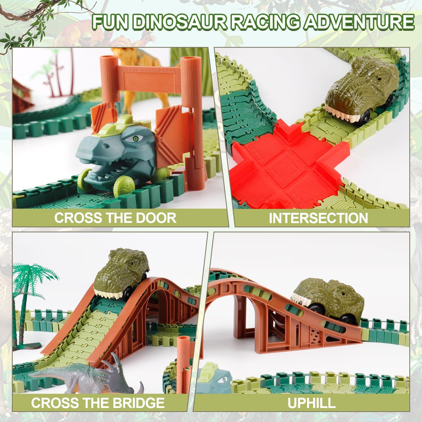 GIAT Dinosaur Track Toys - Best Birthday Gifts for 3 4 5 6 7 Year Old Boys Girls, Dinosaur Race Car Track with Light & Sound, Create A Dinosaur World Road Race Nirvana Guru